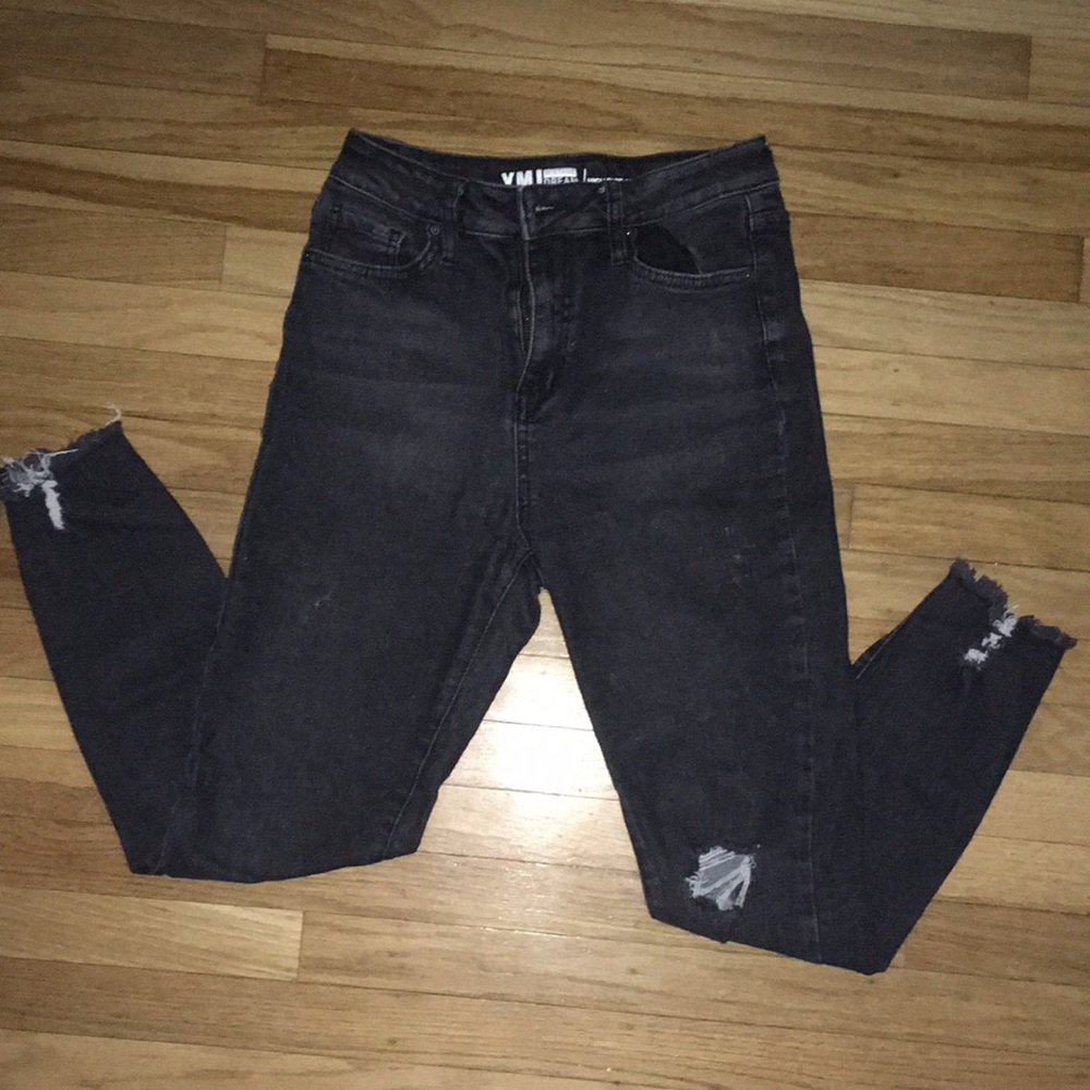 High-Waisted Ripped Jeans